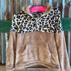 fuzzy half cheetah pullover
